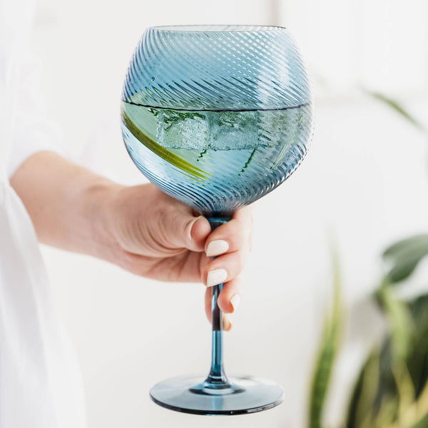 Twist Gin Glass - Blue or Green (Close Up)
