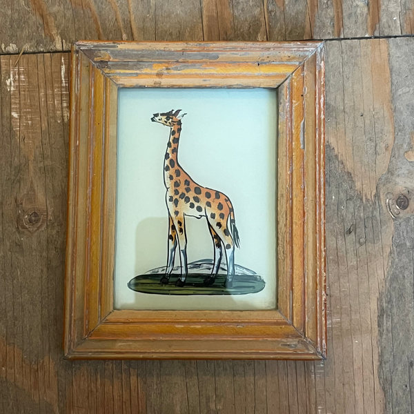 VIntage Glass Framed Paintings Jungle Animals - Small