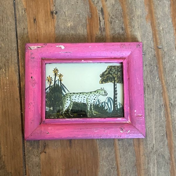 VIntage Glass Framed Paintings Jungle Animals - Small