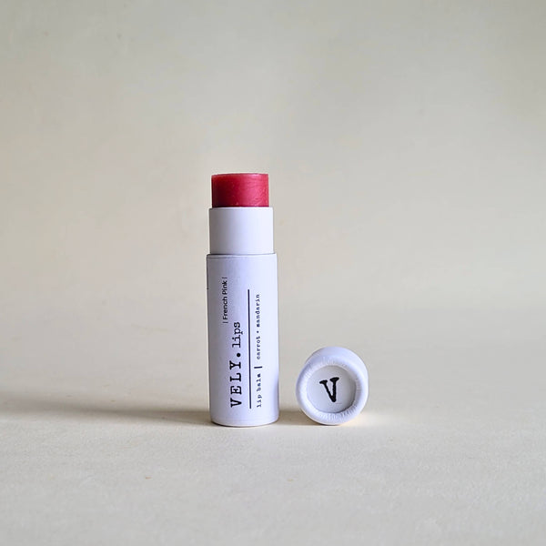 Vely Natural Vegan Tinted Lip Balm "French Pink" With Carrot Oil