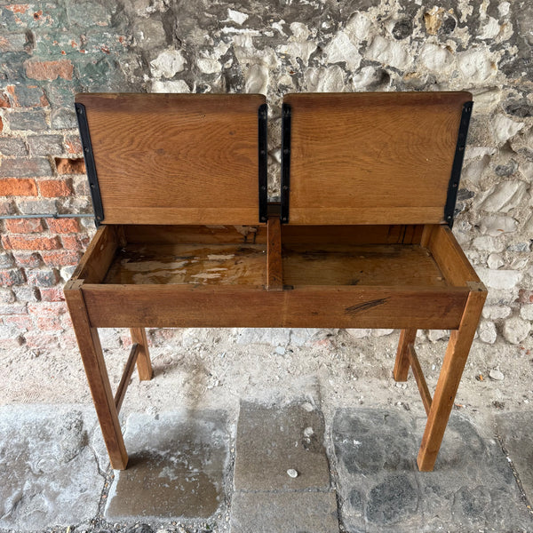 Vintage Double School Desk open