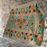 Vintage Embroidered Orange Kantha Throw