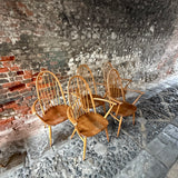 Vintage Ercol Quaker Carver Dining Chairs - Blonde Elm & Beach Wood Top