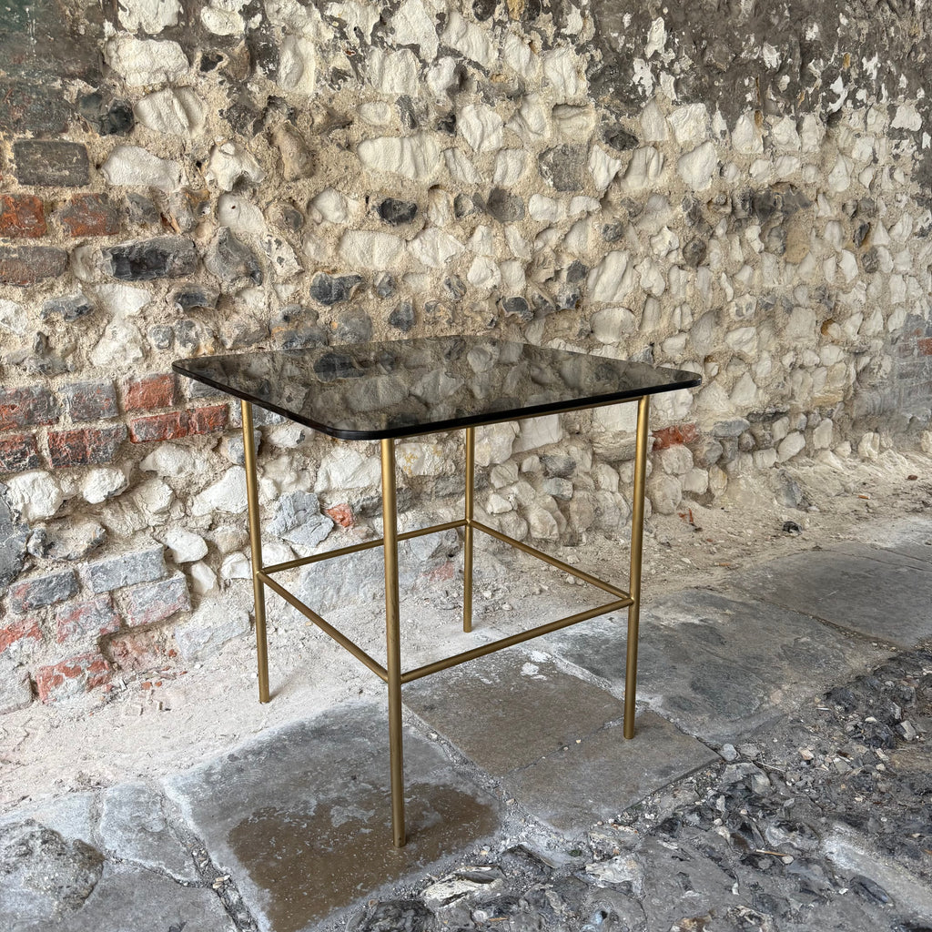 Vintage French Glass and Brass Table