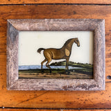 Vintage Glass Framed Painting  - Horse Small vintage frame