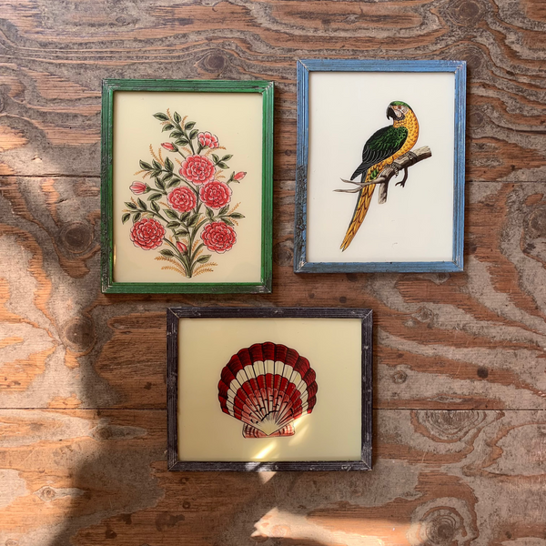 Vintage Glass Framed Painting - Medium