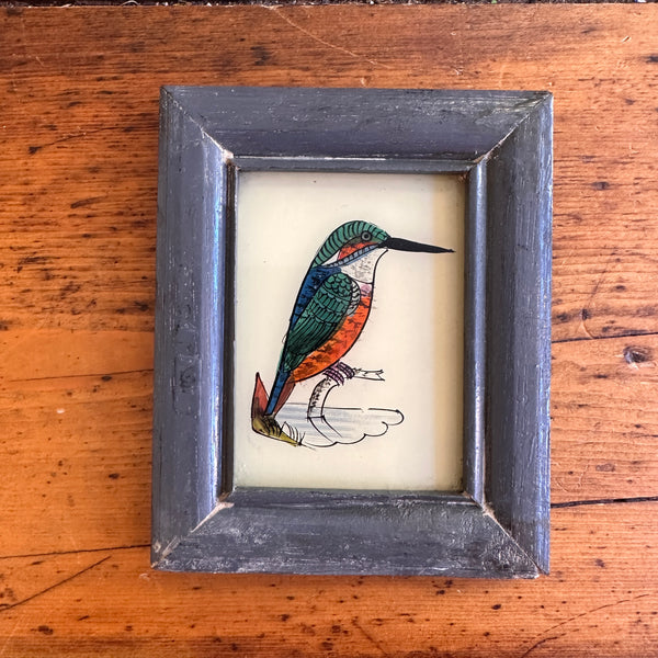 Vintage Glass Framed Painting Animals - Blue Bird mini