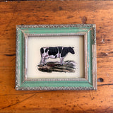 Vintage Glass Framed Painting Animals - Cow mini