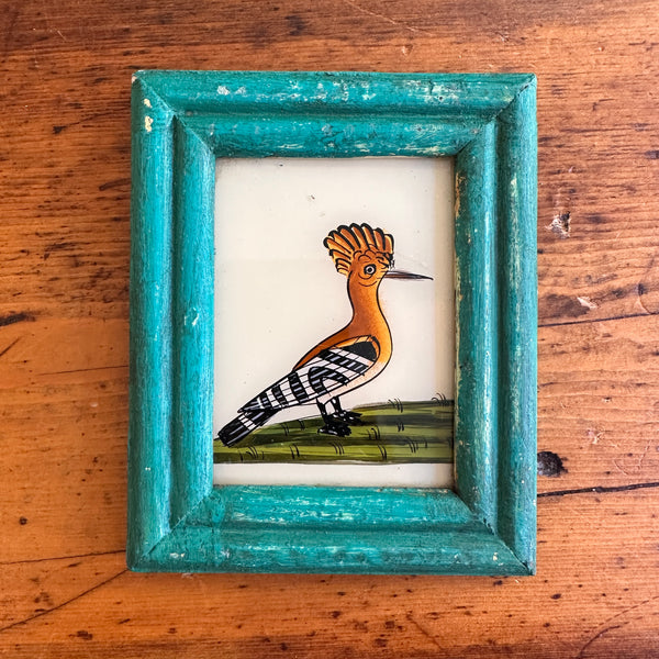 Vintage Glass Framed Painting Animals - Yellow Bird mini