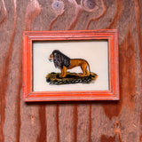 Vintage Glass Framed Painting Animals  Medium lion