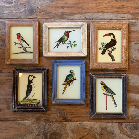 Vintage Glass Framed Painting Birds - Mini Duck