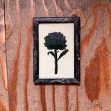 Vintage Glass Framed Painting Plants Medium artichoke