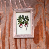 
Vintage Glass Framed Painting Plants Medium radish duo 
