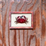 Vintage Glass Framed Painting Sealife Medium crab