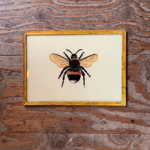 Vintage Glass Framed Paintings Bee - Large