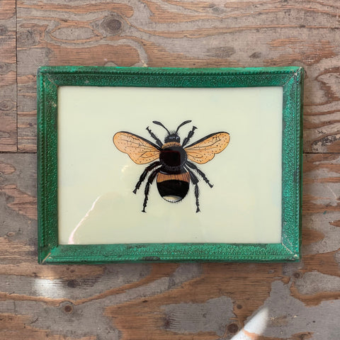 Vintage Glass Framed Paintings Bee - Large 2