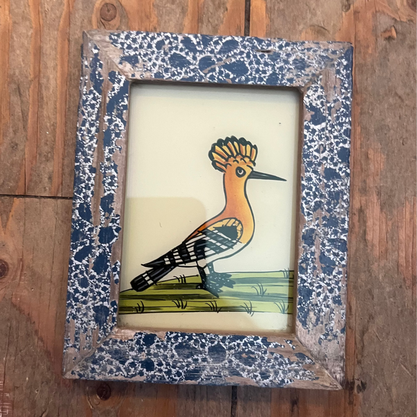 Vintage Glass Framed Paintings Exotic Birds - Medium