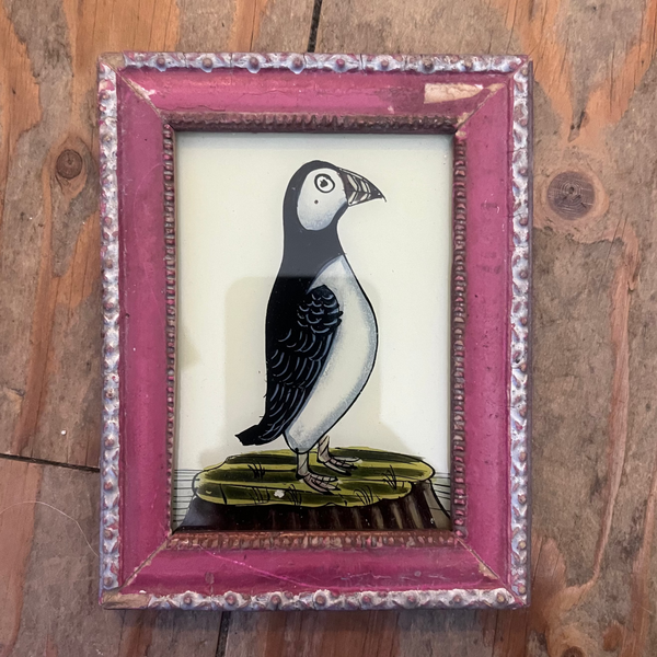 Vintage Glass Framed Paintings Exotic Birds - Medium