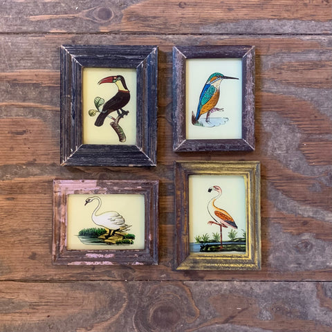 Vintage Glass Paintings Mini Birds