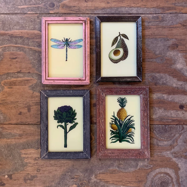 Vintage Glass Framed Paintings Nature - Small