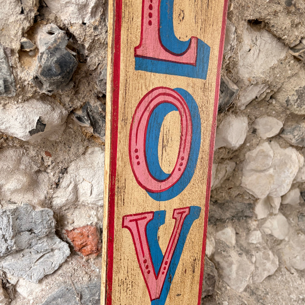 Vintage Hand Painted Wooden Sign - LOVE