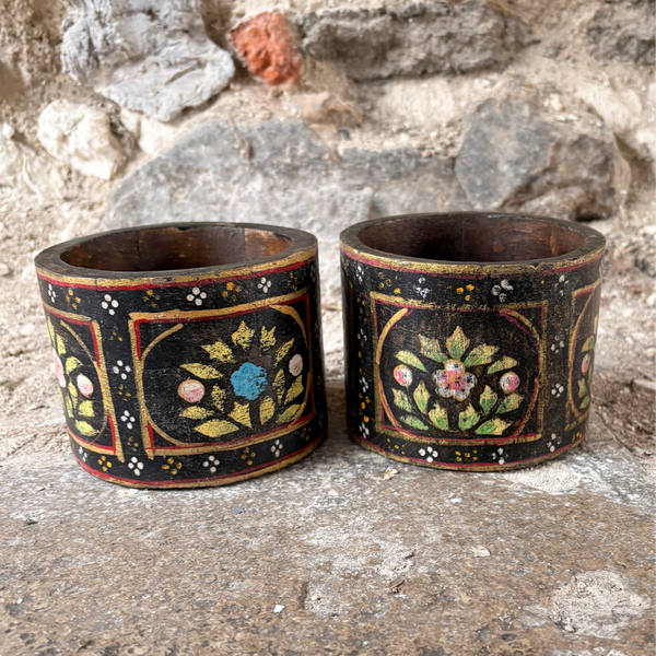Vintage Hand Painted Wooden Pot