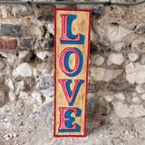 Vintage Hand Painted Wooden Sign - LOVE