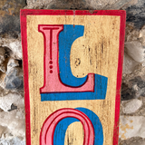 Vintage Hand Painted Wooden Sign - LOVE