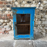 Vintage Indian Blue Painted Wall Cupboard Front