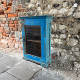 Vintage Indian Blue Painted Wall Cupboard Left
