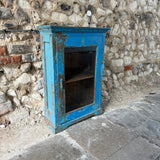 Vintage Indian Blue Painted Wall Cupboard Right