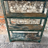 Vintage Indian Painted Green Shelving Unit Bottom Section