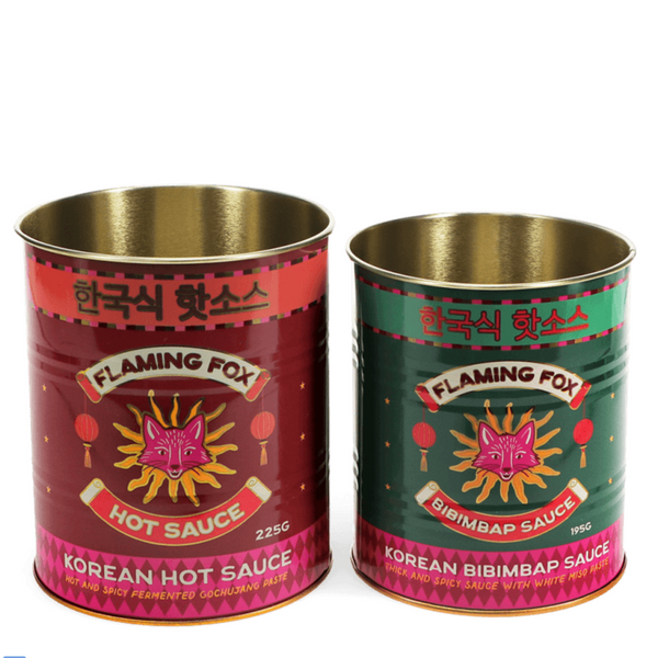 Vintage Inspired Flaming Fox Sauces Storage Tins