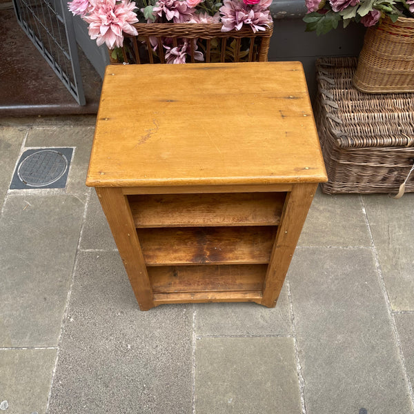 Vintage pine bookcase top view