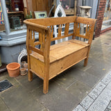 Vintage Pine Lift Up Lid Bench Left Side