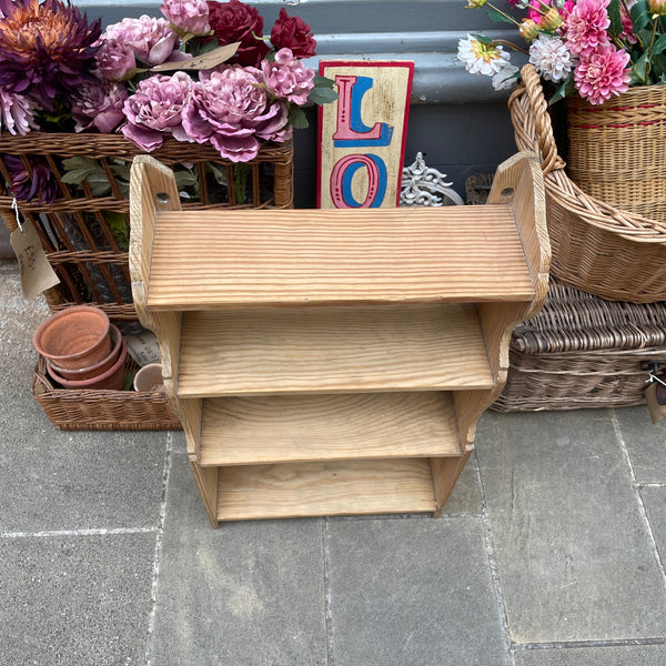 Vintage pine wall shelf top view