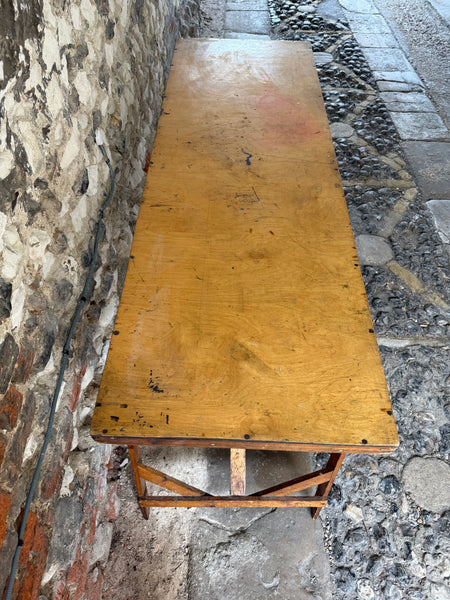 Vintage School Trestle Table Top Side
