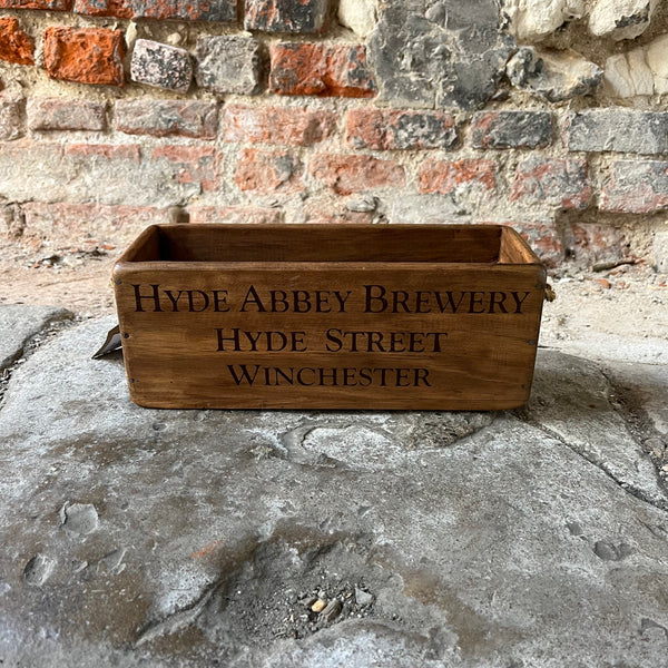 Vintage Style Hyde Abbey Brewey Wooden Box - Rope Handle Side