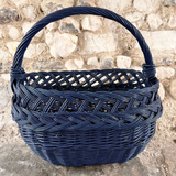 Vintage Wicker Basket - Dark Blue