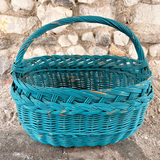 Vintage Wicker Basket - Dark Teal