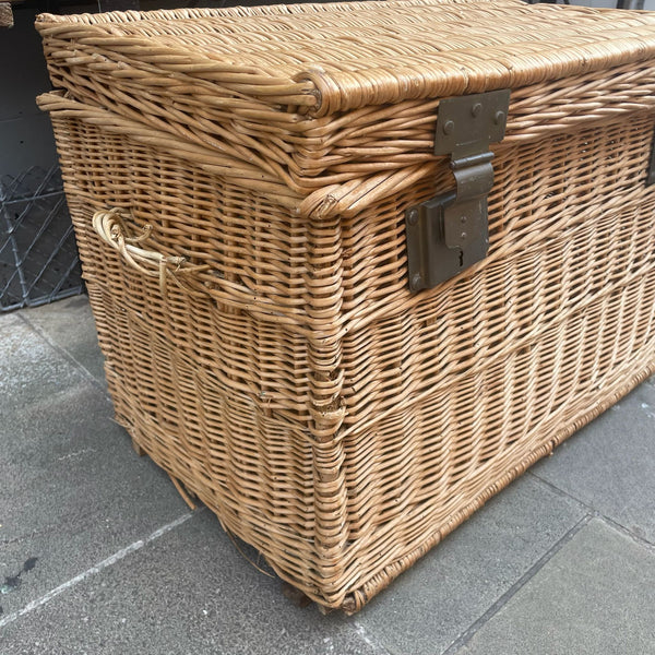 Vintage Wicker Storage Basket Left Close