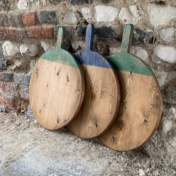 Vintage Wooden Serving Board Round - Green