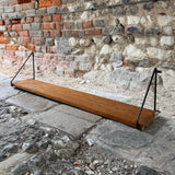 Vintage Wooden Shelf with Metal Brackets Side