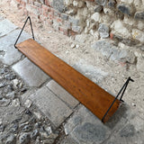 Vintage Wooden Shelf with Metal Brackets