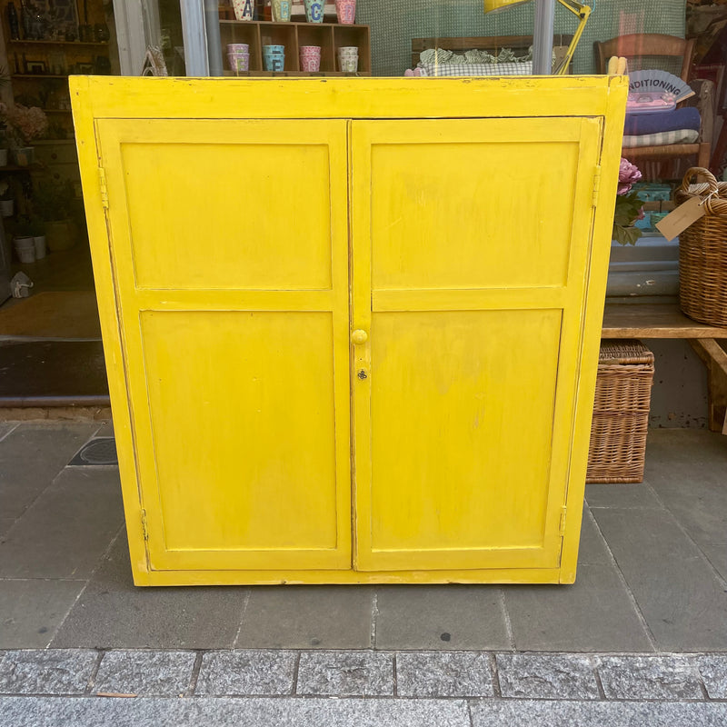 Vintage yellow painted cupboard 