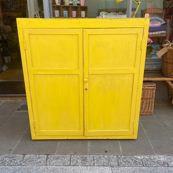 Vintage yellow painted cupboard 