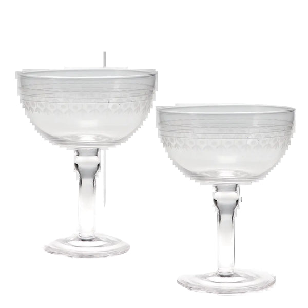 Vintage etched Coupe glass