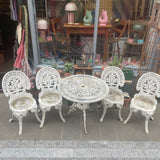 Vintage garden table and chairs set top view
