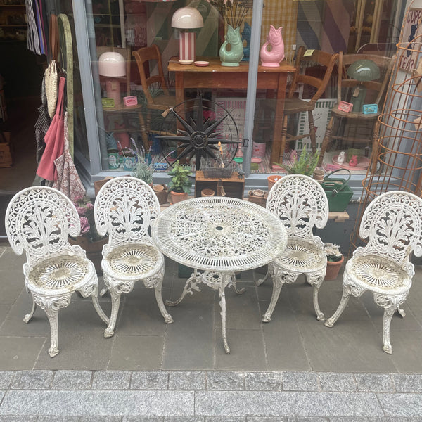 Vintage garden table and chairs set top view