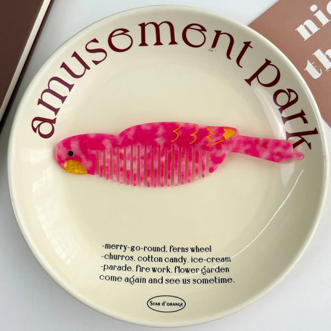Whimsical Animal Acetate Combs - Pink Bird